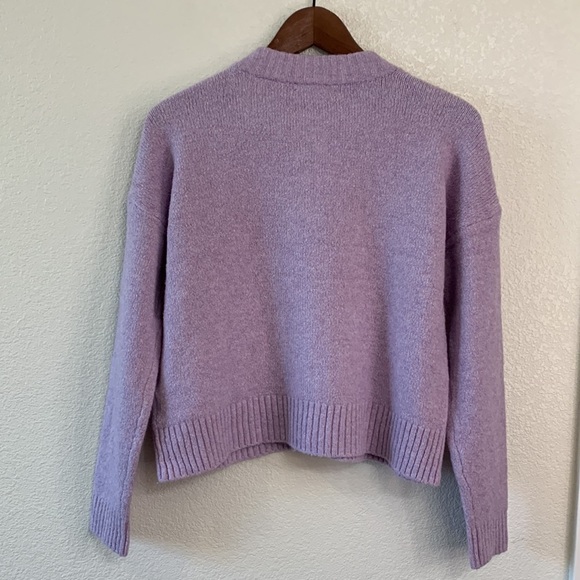 Madewell Lilac Purple Button-Up Cardigan Sweater Shrunken Fit Pockets NWT XXS - Picture 3 of 15